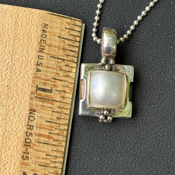 Michael Dawkins Sterling Silver Pearl Necklace & 14k/925 Mabe Pearl Pendant 40g - Picture 8 of 10